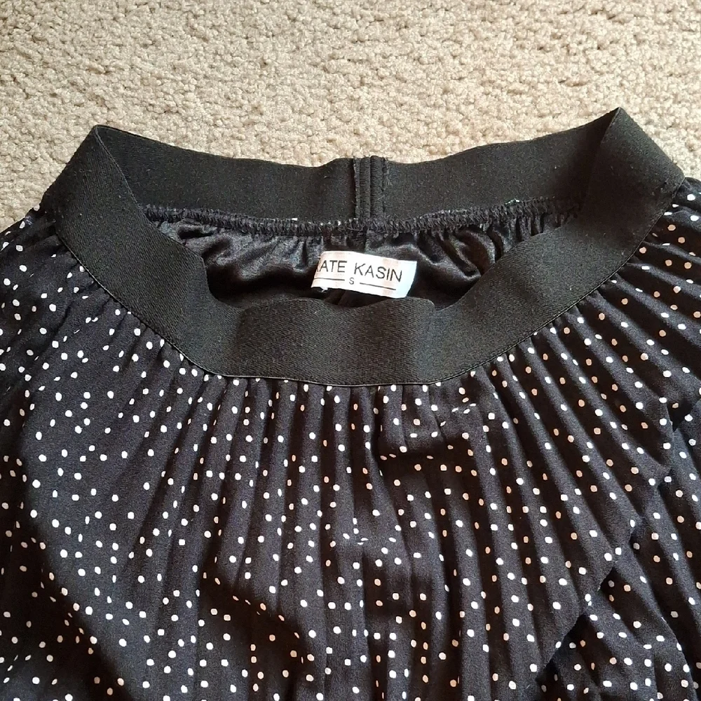 Stylish Black A-Line Skirt with White Dots - Picture 2 of 2